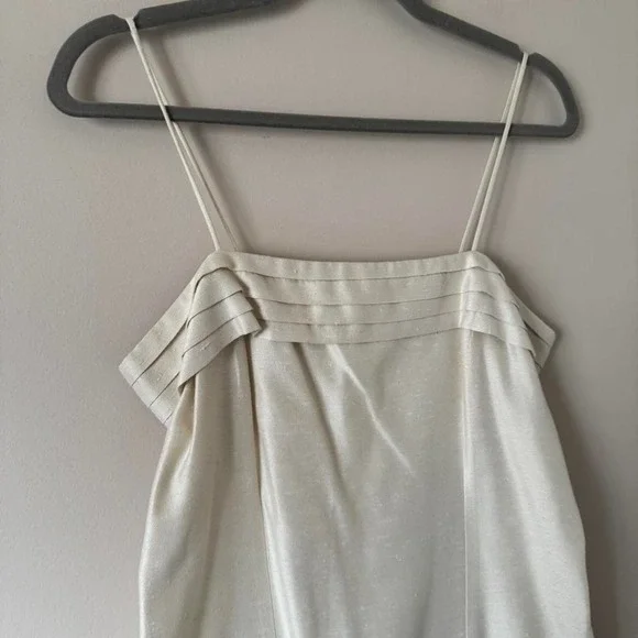 Vintage Cream Silk Dress Square Neck - Picture 2 of 8